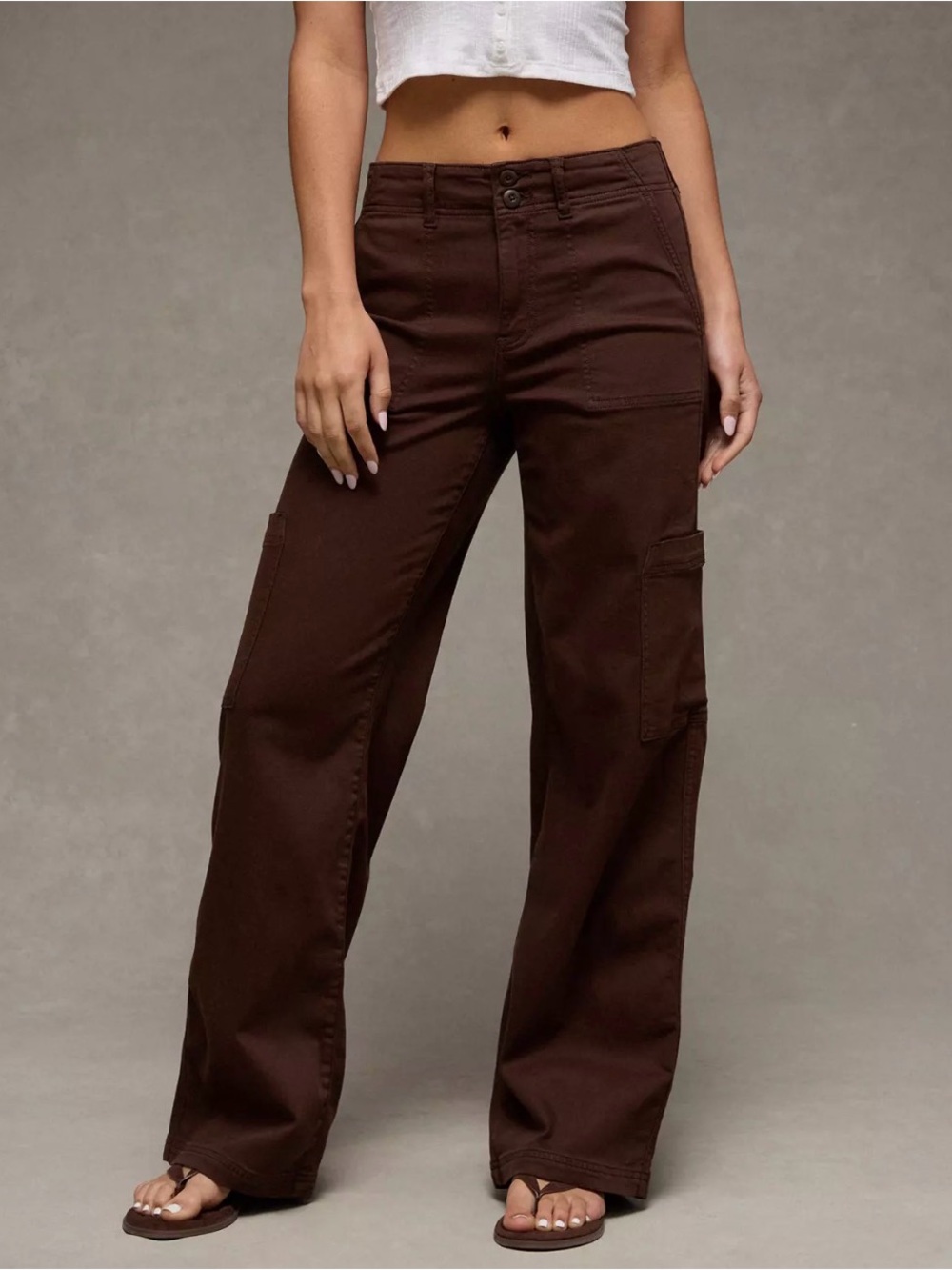 American Eagle Outfitters Brown Cargo Wide Leg Pants